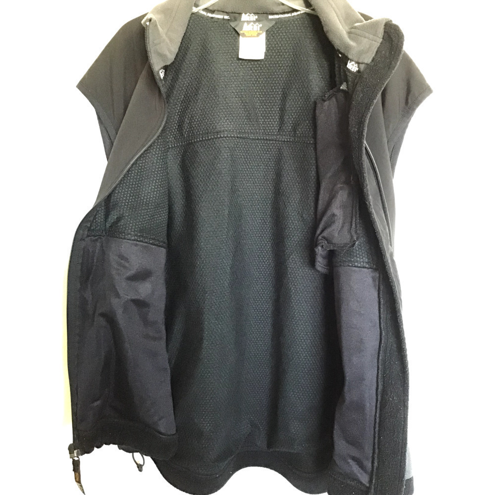 REI Mans L Black/Gray Fleece Full Zipper Vest Zipped Pockets Men's Size L - Picture 6 of 6